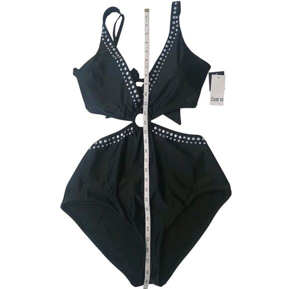 Bar III Tell Me About It Stud One Piece Swimsuit Black XL NWT - Picture 5 of 9
